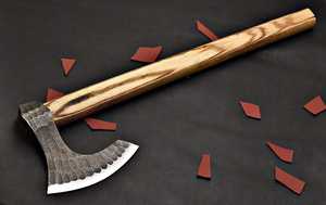 Hache artisanale de haute qualité GALWAY GROVE, acier haute teneur en carbone de qualité industrielle, manche en bois de rose, étui en cuir, 400 mm de longueur totale - Product Image 5