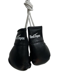 Guantes de boxeo miniatura con logotipo personalizado, adorno colgante para coche hecho de cuero, artículo promocional para publicidad y branding deportivo. - Product Image 3