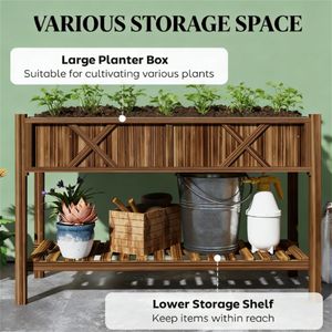 Jardinera Elevada de Madera Carbonizada para Jardín o Uso Doméstico - Product Image 2