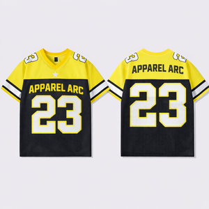 Maillot de football surdimensionné personnalisé jaune et noir 23 unisexe en mesh, style streetwear, fournisseur USA OEM - Product Image 1
