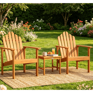 Sedia Adirondack in Legno Massello di Acacia, Capacità 180 kg, Seduta Inclinata, per Esterni, Patio, Giardino, con Braccioli Larghi, Pieghevole - Product Image 5