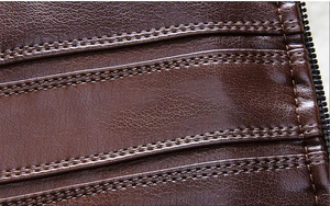 Veste moto en cuir PU marron pour homme, col montant, fermeture éclair, doublure en fausse fourrure, coupe régulière, coupe-vent pour l'hiver - Product Image 5