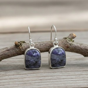 Natural Charoite 925 Sterling Silver Handmade Drop Earrings <b>Unique</b> Boho Statement Jewelry <b>Gift</b> <b>For</b> Women Purple Gemstone <b>for</b> <b>her</b> - Product Image 4