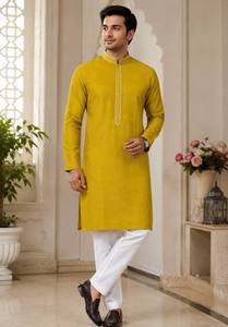 NOIIR PIGEON Kurta Étnica Premium para Hombre, de Seda Jacquard Estampada, Sin Arrugas, de Secado Rápido, para Bodas, Fiestas y Eventos - Product Image 2