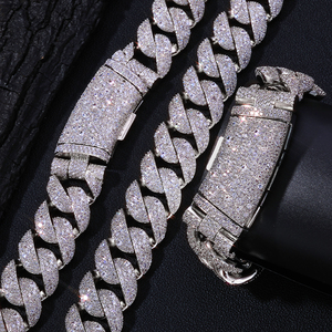 Collier chaîne cubaine en diamant de laboratoire, argent 925, léger, diamant certifié, chaîne gourmette sertie de diamants, bijoux de luxe pour homme - Product Image 3