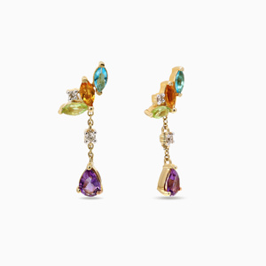 เครื่องประดับหรูหรา Vaayu Jewels ต่างหูแบบห่วงทอง 10K/14K/18K เงิน 925/935 ประดับพลอยแอมเมทิสต์ทรงลูกแพร์ ชุบโรเดียม ตัวเรือนแบบกรงเล็บ สำหรับผู้หญิง - Product Image 4