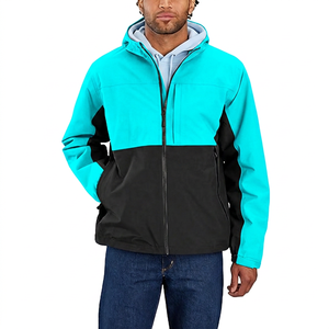 Chaqueta con Capucha para Hombre, Diseño Color Block, Impermeable, de Poliéster, Informal, para Otoño, con Cierre de Cremallera, Corte Regular - Product Image 2