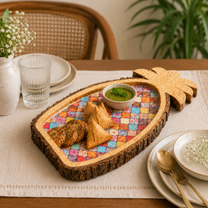 Bandeja de Servir de Lujo con Forma de Piña |   Bandeja Decorativa de Madera de Mango Natural para Frutas, Aperitivos, Postres, Decoración del Hogar y Regalos - Product Image 2