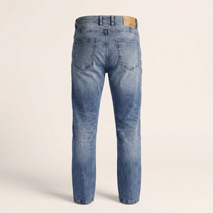<b>Mens</b> Slim Straight Mid Casual Denim Pant 98% Cotton 2% Spandex Lightweight <b>Stretch</b> Comfort Button Detail Washable Private - Product Image 2