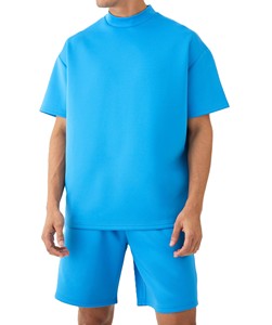 Ensemble chemise et short pour homme, 2 pièces, de haute qualité, imprimé logo, 100% coton respirant, pour l'été - Product Image 5