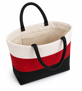 Bolsa de Yute Tricolor Premium con Asas Negras |   Bolsa de Transporte Ecológica y Elegante con Cierre Abierto para Uso Diario - Product Image 3