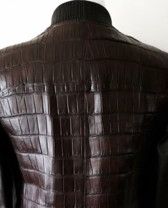 Chaqueta de Cuero Personalizada con Diseño de Piel de Pitón para Hombre, Estilo Motero, Cuero Vacuno Genuino, Servicio de Muestras de Fábrica OEM ODM Disponible - Product Image 2