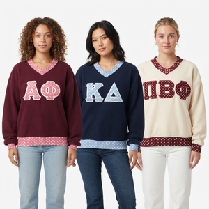 <b>Women's</b> Maroon <b>V</b>-<b>Neck</b> <b>Sweatshirt</b> With Sequined PKΣ Letters Full Sleeve Knitted Cotton Autumn Wear - Product Image 6