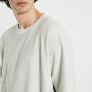 T-shirt en coton oversize pour homme, col montant, coupe ample, style streetwear décontracté, confortable pour le quotidien - Product Image 2