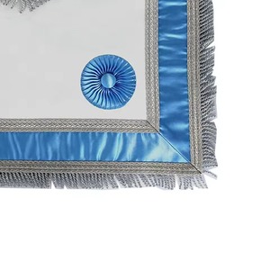 Delantal Masónico Azul de la Estrella Solitaria con Flecos Plateados y Tres Rosetas, Accesorio Formal para las Cuatro Estaciones - Product Image 3