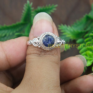 Bague en saphir bleu, argent sterling 925 pur, bague minimaliste avec pierre bleue, bagues de fiançailles pour femmes, bijoux en saphir pour femmes - Product Image 4