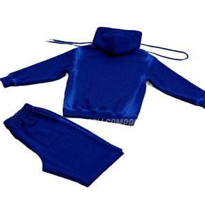 Wholesale Blue Sweatsuit Set Full <b>Zip</b> <b>Hooded</b> Sweatshirt and Sweatpants Casual Loose Fit Streetwear Sweatsuit - Product Image 3