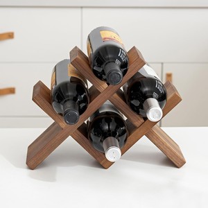 Porte-vin hexagonal en bois de Sheesham Aqdus Saleem, support pour 4 bouteilles, design contemporain durable, fait main, écologique, vente en gros - Product Image 1