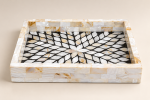 Bandeja Decorativa con Incrustaciones de Madreperla, Bandeja de Servir de Lujo con Mosaico para Decoración del Hogar y Exhibición en Mesa, Decoración Navideña - Product Image 6