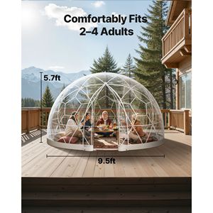 Tenda a Bolla Trasparente in PVC a Cupola Moderna da Giardino 9.5 X 5.7 ft per 2-4 Persone, Serra Geodetica Impermeabile con Finestra PV - Product Image 3
