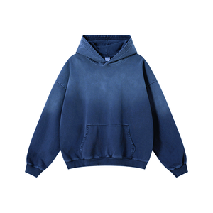Sudadera con Capucha Unisex de Felpa Francesa 100% Algodón, Lavado Ácido Gris, Estilo Casual, Oversize, Manga Regular, Tejido de Invierno - Product Image 5