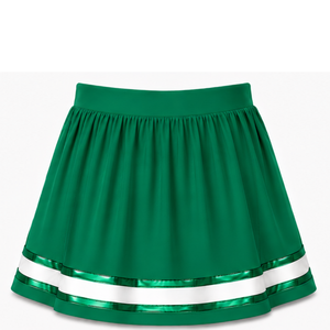 Emerald Green Cheerleading <b>Skirt</b> Pleated Athletic Uniform <b>Skirt</b> With Striped Trim Team Performance Wear Custom Sports Apparel - Product Image 2