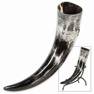 Corne à boire en corne de buffle naturelle polie de qualité viking, écologique, sans danger pour les aliments, cadeau d'affaires par FWE - Product Image 1