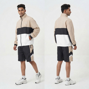 <b>Men</b> Color Blocking Windbreaker Jacket & Drawstring Shorts Set Breathable Lightweight 100% Nylon <b>Men</b> Short Waterproof <b>Tracksuit</b> - Product Image 4
