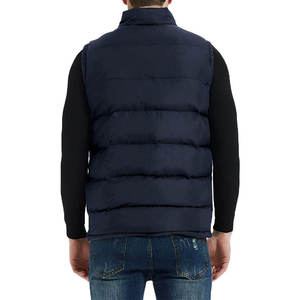 Chaleco Acolchado Azul Marino para Hombre, Cierre de Cremallera, Cuello Alto, Cortavientos, Ropa de Invierno Informal, Chaqueta sin Mangas - Product Image 4
