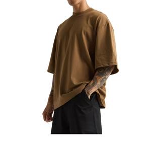 Camiseta de punto bordada de poliéster/algodón para hombre, ropa de calle al por mayor, de alta calidad, con estampado personalizado, oversize, lisa - Product Image 3