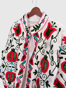 Veste à col châle brodée à la main avec motif floral, manches longues, taille plus, en coton, pour femme, style Prairie Chic, idéale pour le printemps - Product Image 4