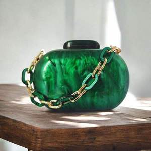 Cross-border New Women's Acrylic Evening Bag Shoulder Crossbody Party Light Luxury Chain Shell Cotton Sequin Contrast Hand-held - Product Image 5
