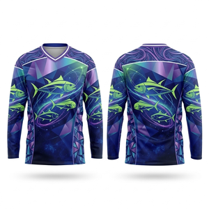 Service OEM en gros, maillot de pêche personnalisé 100% polyester respirant à séchage rapide, haute qualité, sublimé, manches longues, protection UV - Product Image 4