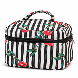 กระเป๋าเดินทางผ้าฝ้ายเย็บมือลายวินเทจพร้อมซิปปิด-ลายดอกไม้  รักษาสิ่งแวดล้อม กันน้ำ สำหรับเก็บเครื่องสำอาง - Product Image 1