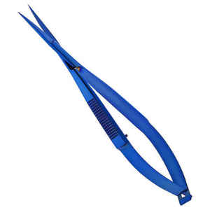 Top Ranking Product Blue Plasma Coated Color Stainless Steel Scissor Anti-Slip Handle Sharp Straight Tip Spring Scissor - Product Image 1