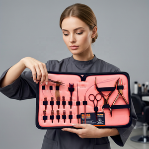 Kit d'outils pour extensions de cheveux plaqués or rose, avec pinces, boucles et ciseaux, outils de coiffure - Product Image 5