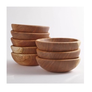 100% Natural Wood Bowl Set Stackable Round <b>Wooden</b> Salad Fruit Bowls for <b>Kitchen</b> Dining <b>Accessories</b> - Product Image 1