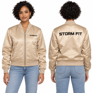 Blouson bomber en satin vert foncé personnalisé, veste coupe-vent noire et blanche, manteau à col montant zippé, veste sportive avec logo personnalisé - Product Image 6