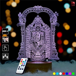 Lampe LED 3D Illusion Tirupati Balaji en Acrylique, Veilleuse Religieuse, Décoration d'Intérieur, Lampe de Table pour Temple et Salle de Prière - Vente en Gros - Product Image 5