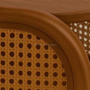 Table basse ovale en rotin et bois de style Mid-Century, table centrale ovale en rotin bohème (faite à la main) finition noyer, table basse ovale en rotin 2026 - Product Image 6