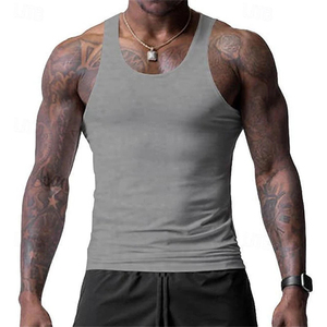 Camiseta sin Mangas de Punto para Hombre, Cuello Redondo, Color Negro, Estilo Casual - Product Image 3