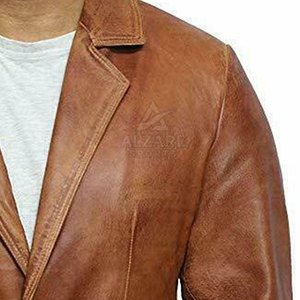 Blazer de Cuero Formal Premium con Superficie Lisa y Estilo Profesional para Hombre - Product Image 6