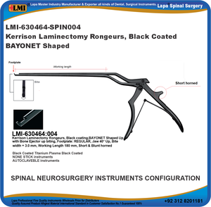 คีมตัดกระดูกสันหลัง Kerrison Laminectomy Rongeurs รูปทรง BAYONET ผลิตจากเหล็กกล้าเกรดผ่าตัดเคลือบพลาสมาสีดำ ไม่ติดผิว ทนความร้อนสูง ใช้กับเครื่องนึ่งฆ่าเชื้อได้ แบบใช้มือ - Product Image 5