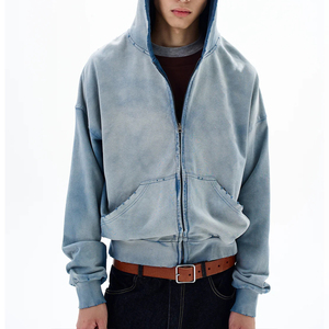 Service OEM en gros de sweats à capuche pour hommes, 100% coton, en tissu polaire à grammage élevé, écologiques, avec lavage vieilli vintage et strass, pour l'hiver - Product Image 1