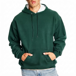 Sweat à capuche en molleton vert pour homme, coupe classique, poche kangourou, en coton, streetwear décontracté, vêtements d'automne - Product Image 4