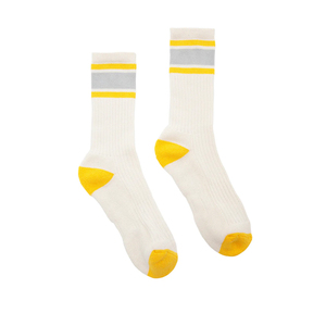 Chaussettes de sport personnalisées pour hommes et femmes, en coton blanc/orange, avec logo brodé, pour la course à pied et le cyclisme, design de qualité. - Product Image 1
