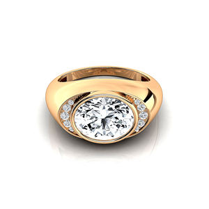 Bague de mariage signet de luxe en or jaune 14K 18K avec diamant de laboratoire CVD certifié IGI, taille ovale 10x8mm, 2,5 carats au total - Product Image 1