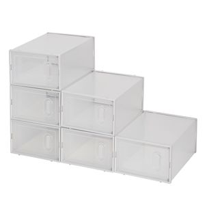 Set di 6 Scatole Trasparenti XXL per Scarpe, Impilabili, Organizzatore/Scaffale per Scarpe Bianco Salvaspazio Pieghevole per Armadio o Garage - Product Image 3