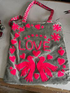 Premium Best for Travel Designs Traditional Party Gift for Women Kids For Girl Love & Peace Velvet Bag with Elegant Embroidery - Product Image 3