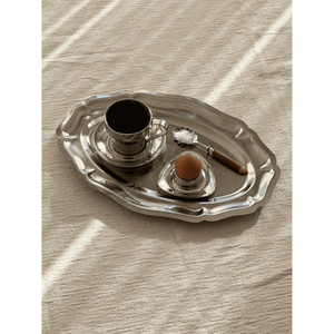 Assiette de service ovale en acier inoxydable, grande taille, faite à la main, pour table, vaisselle et accessoires de cuisine - Product Image 1